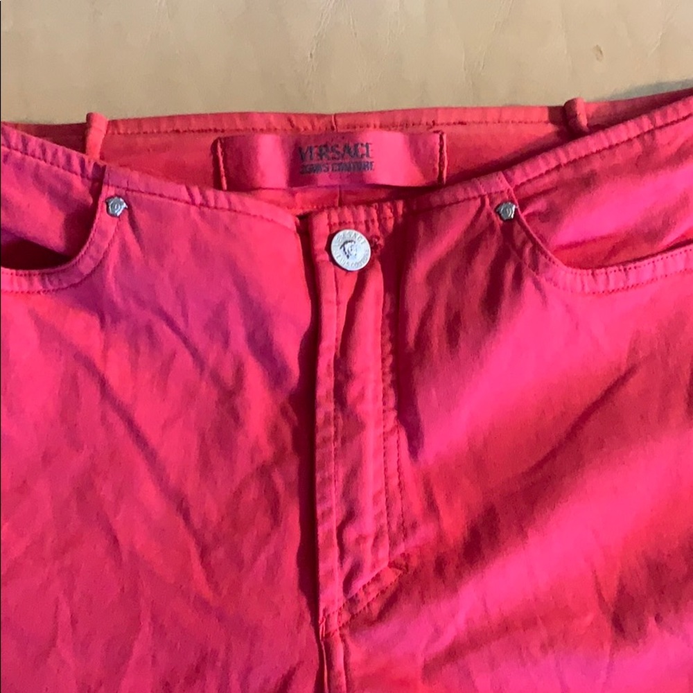 Red stretch Versace pants